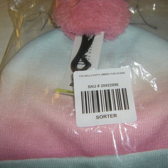 Hello Kitty Sanrio Hello Kitty Ombre Pom-Pom Beanie Hat One Size New Sealed - Picture 7 of 9